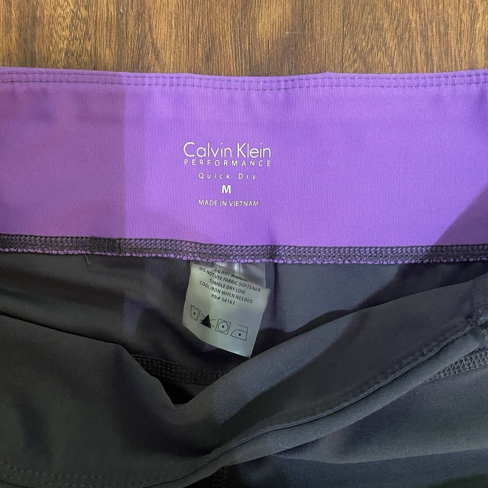 Calvin Klein Flare Leggings Yoga Pants Active Gray Purple Medium Quick Dry - Picture 4 of 6